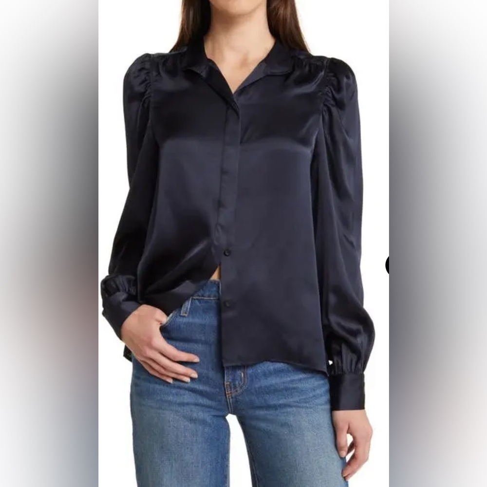 Frame Long sleeve Gillian blouse in Navy size S/P